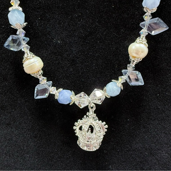 Aquamarine Crystal & Pearl Parure “Ice Queen” - Picture 2 of 8